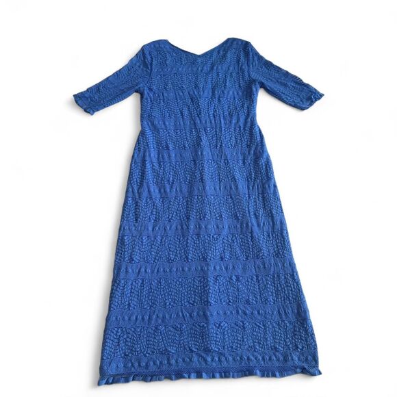 Chris McLaughlin Blue Lace Cocktail‎ Dress | Women's Size 6 | V-Neck 3/4 Sleeve - Picture 4 of 5